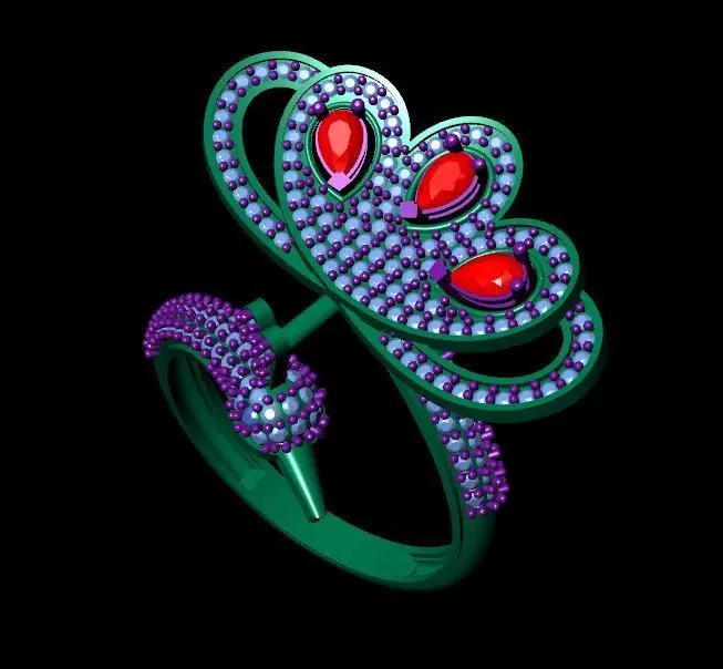 Peacock ring 3D print model_3