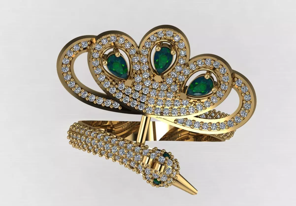 Peacock ring 3D print model_2