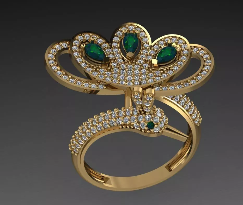 Peacock ring 3D print model_1