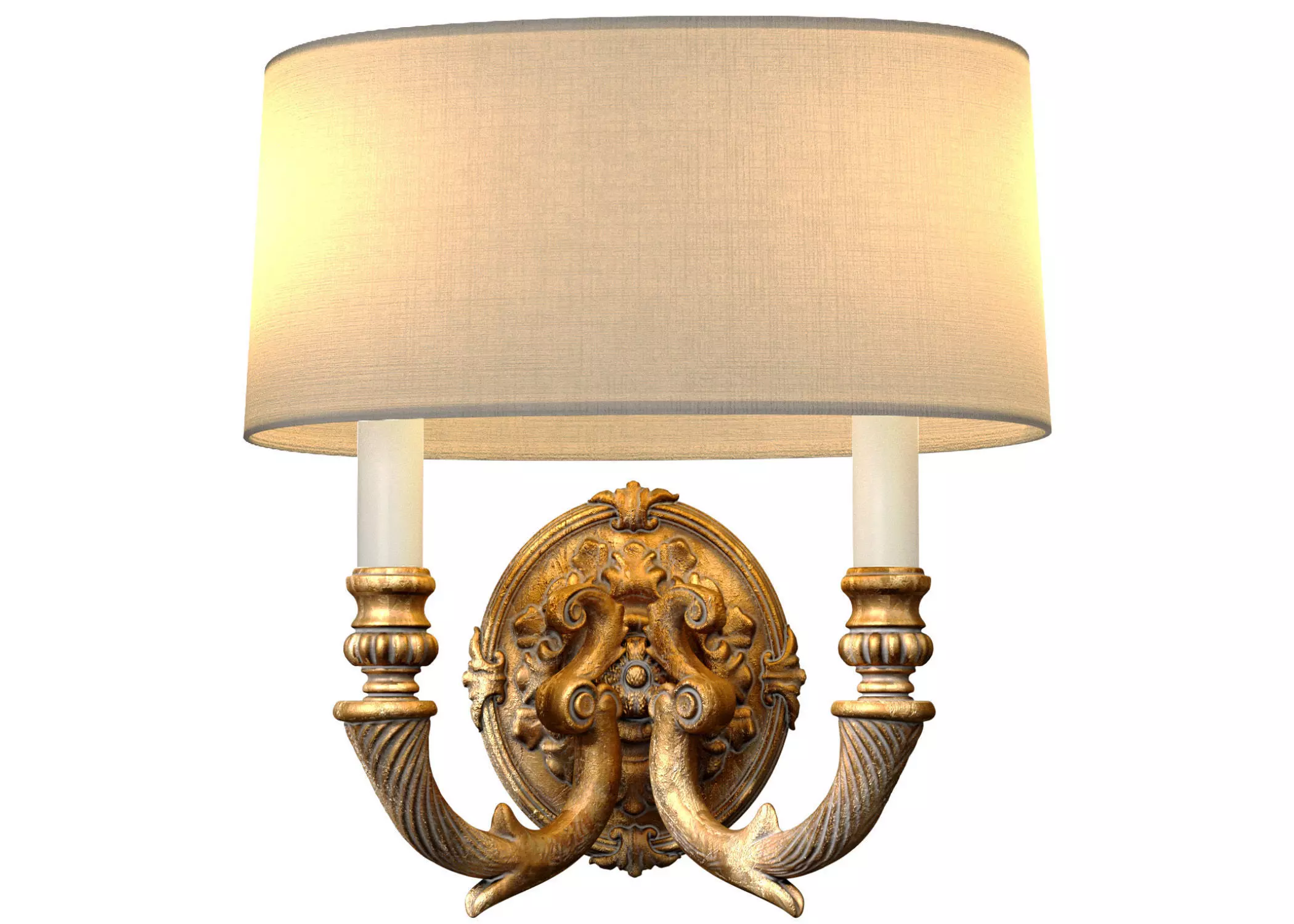 Bronze antique Double Sconce in Classic Style Wall lamp Light 3D model
