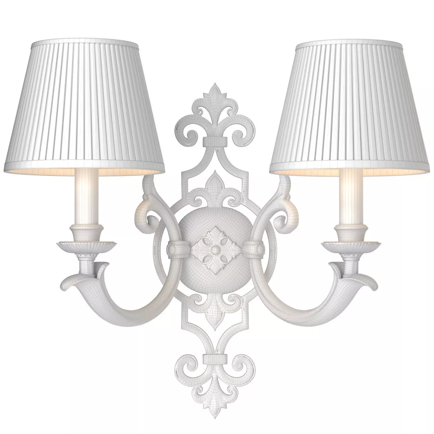 Brass Vintage Double Wall Light Sconce Cellini in Classic style 3D model_3