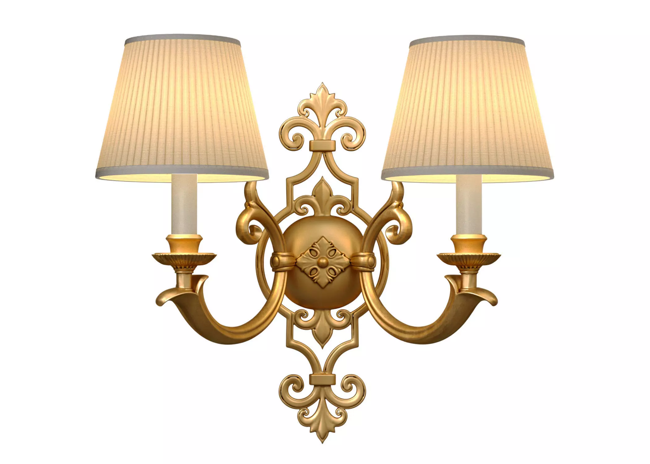 Brass Vintage Double Wall Light Sconce Cellini in Classic style 3D model_0