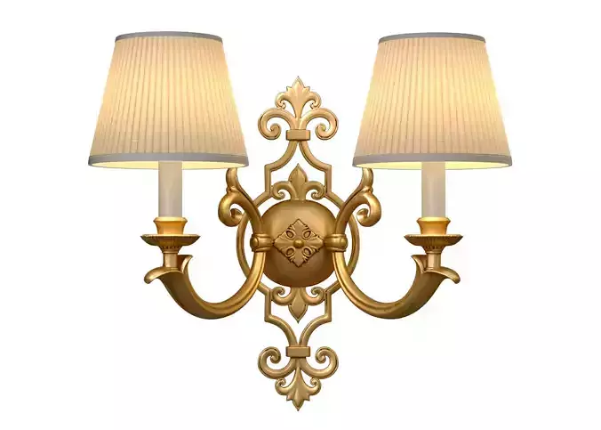 Brass Vintage Double Wall Light Sconce Cellini in Classic style
