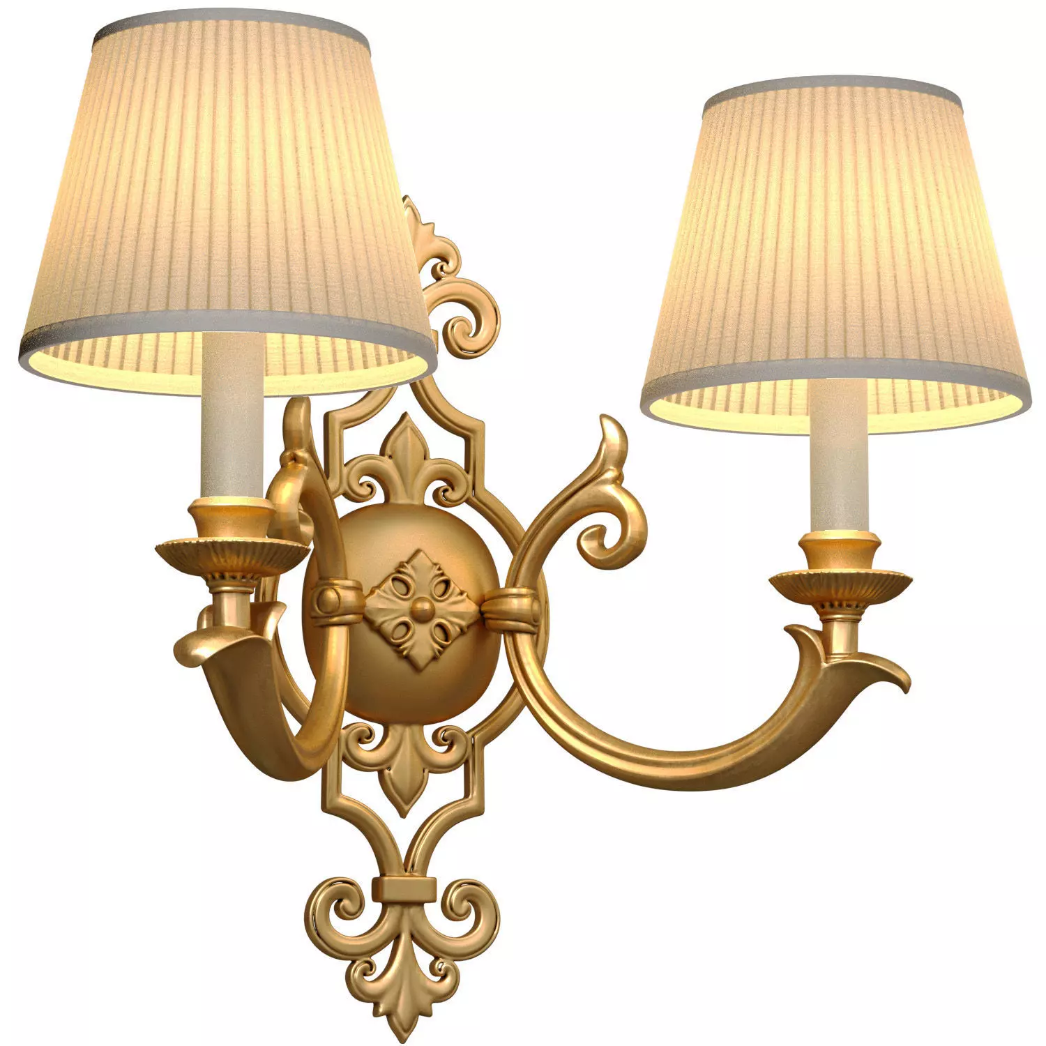 Brass Vintage Double Wall Light Sconce Cellini in Classic style 3D model_1