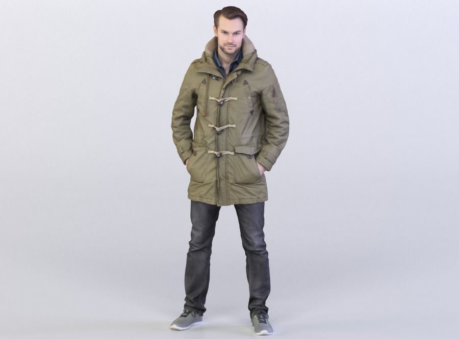 Joscha 0153 Man in a jacket, arms in pockets 3D model_0