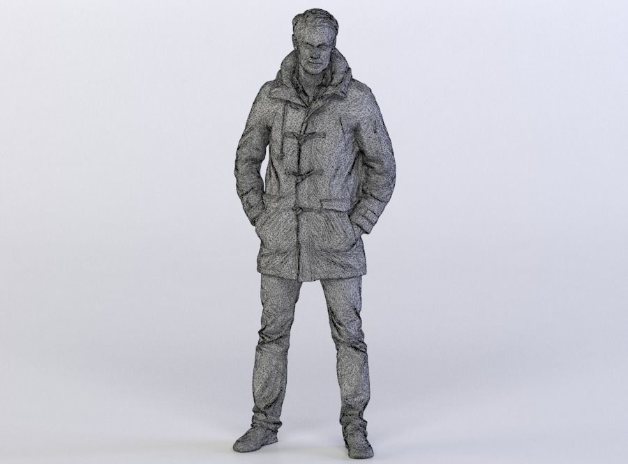 Joscha 0153 Man in a jacket, arms in pockets 3D model_4
