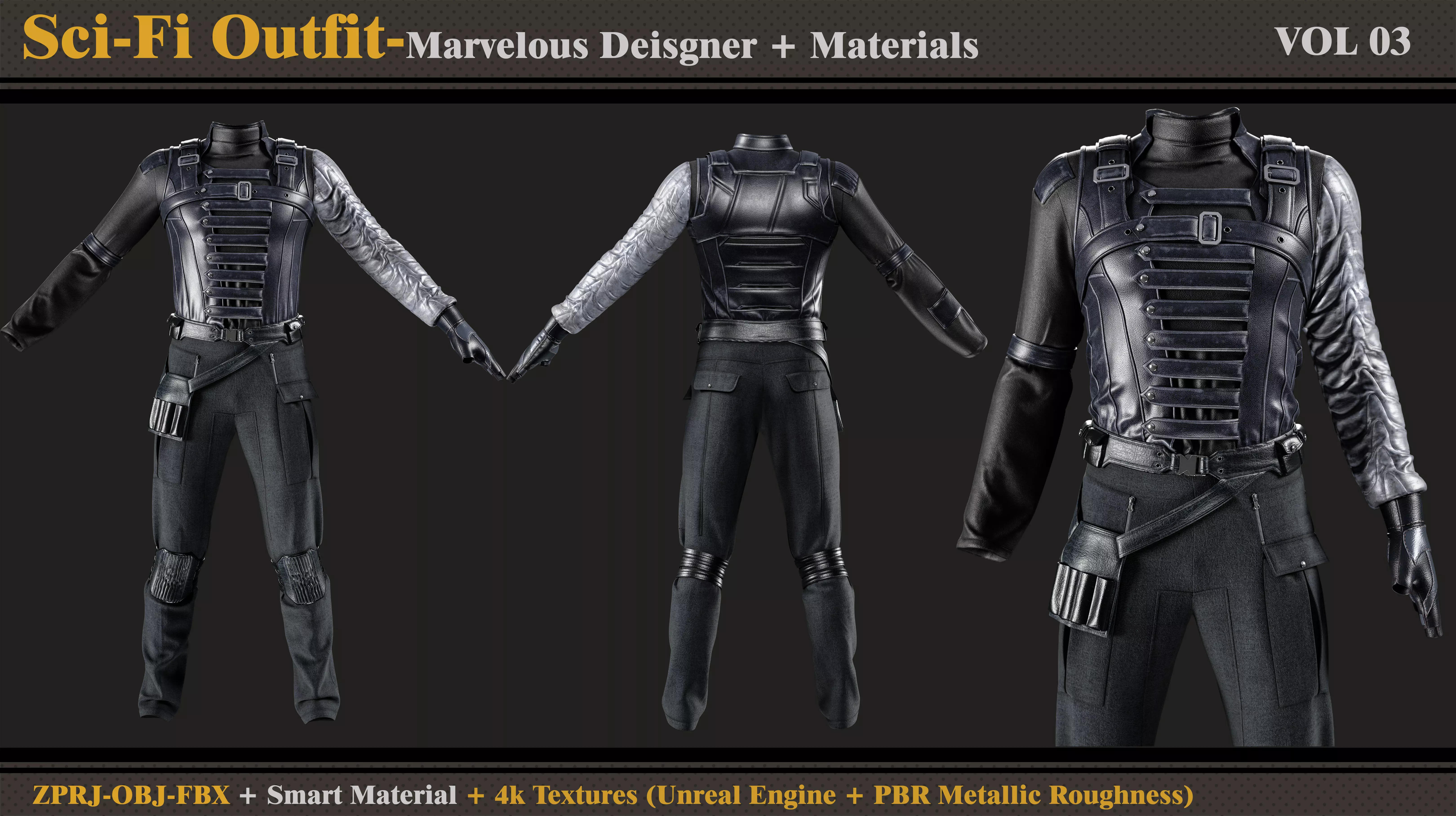 Sci-Fi Outfit-MD-Clo3d-Smart Material-Textures-OBJ-FBX  3D model_1