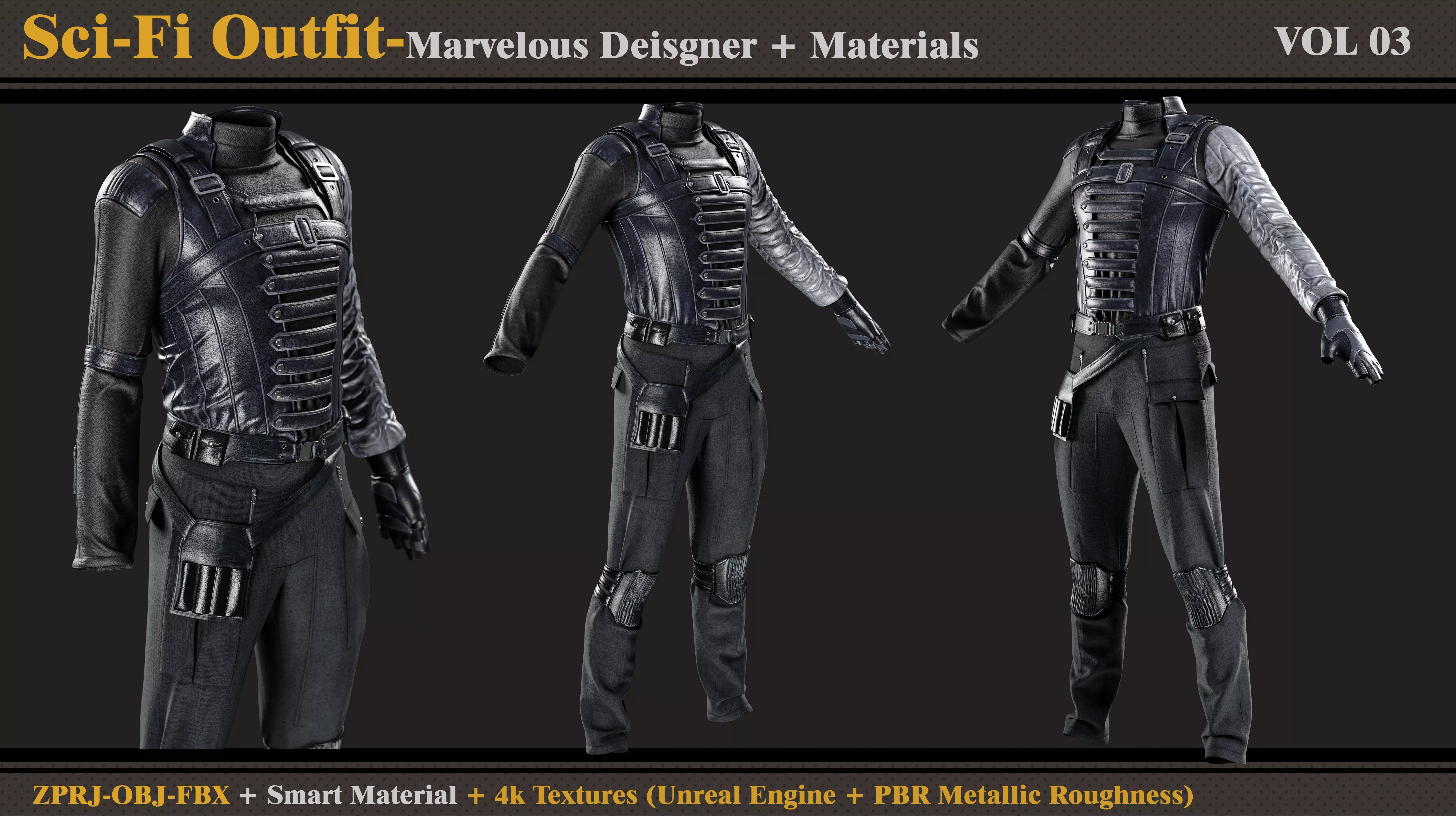 Sci-Fi Outfit-MD-Clo3d-Smart Material-Textures-OBJ-FBX  3D model_2