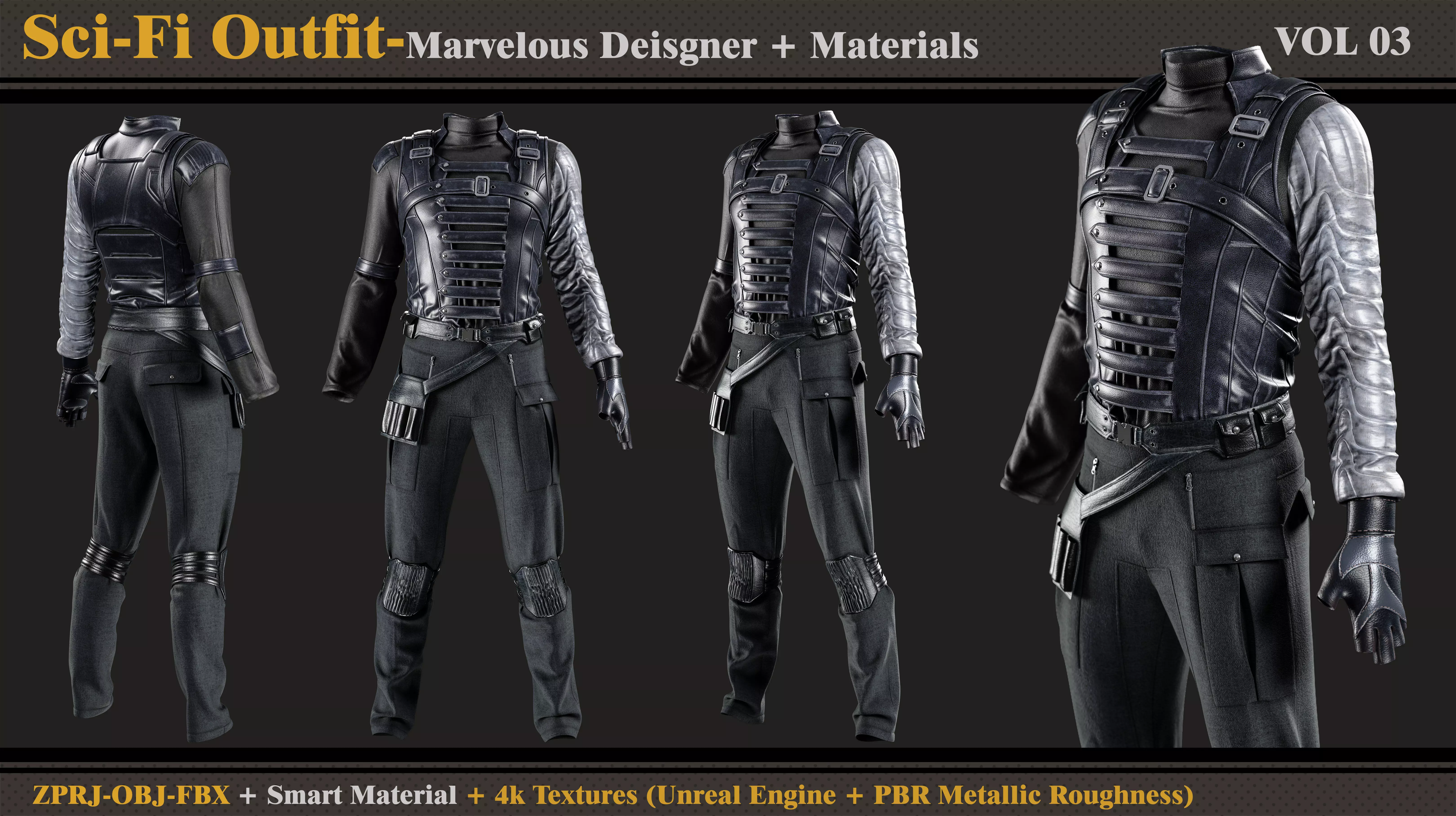 Sci-Fi Outfit-MD-Clo3d-Smart Material-Textures-OBJ-FBX  3D model_0