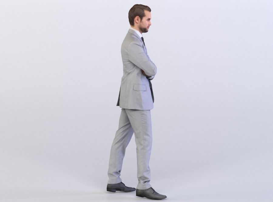 Joscha 0121 Man in a suit, arms folded 3D model_3