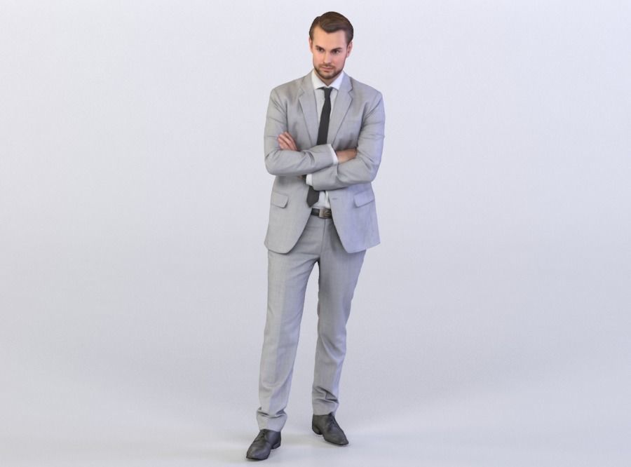 Joscha 0121 Man in a suit, arms folded 3D model_0
