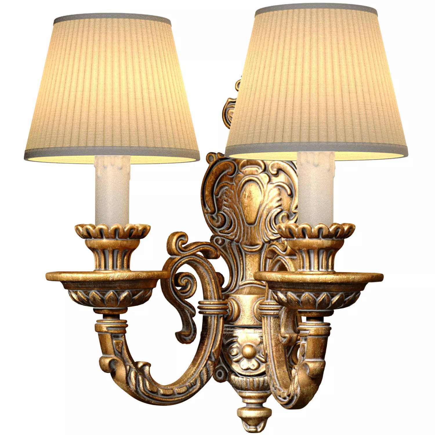 Bronze antique Sconce classic French style Wall lamp lampshade 3D model_4