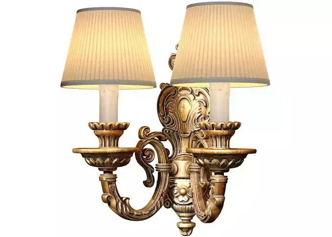 Bronze antique Sconce classic French style Wall lamp lampshade