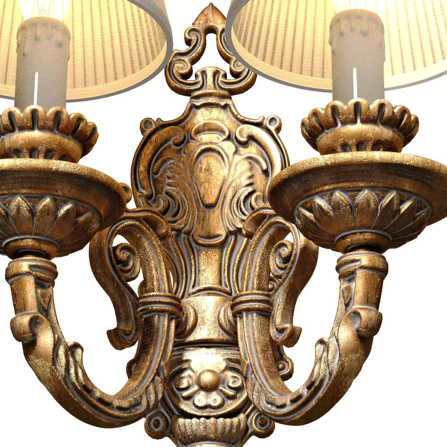 Bronze antique Sconce classic French style Wall lamp lampshade 3D model_2
