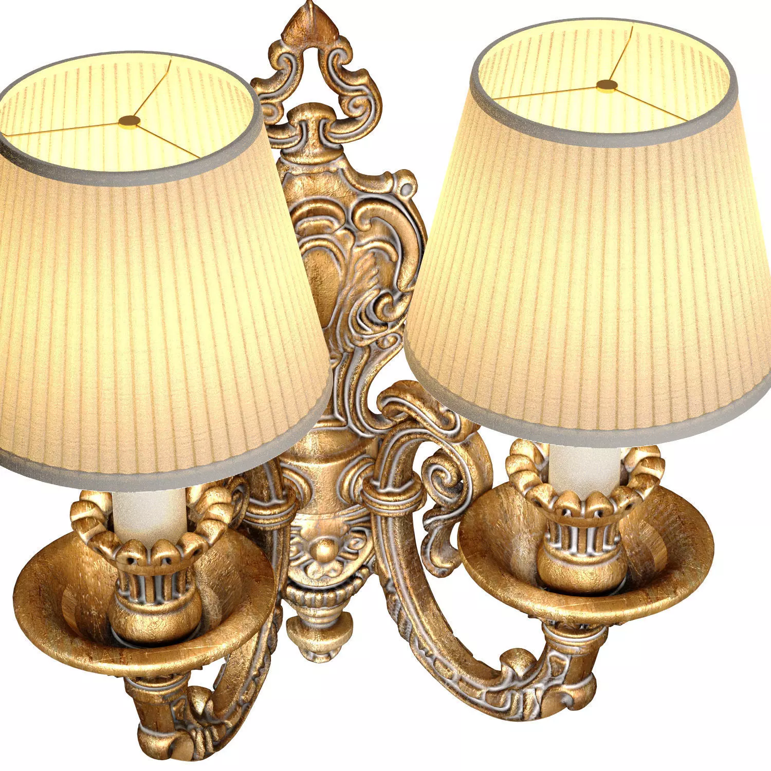 Bronze antique Sconce classic French style Wall lamp lampshade 3D model_1