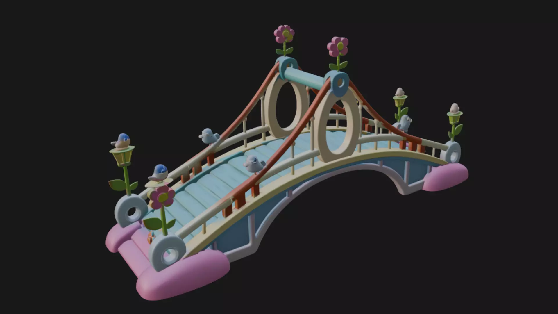 Pixal style cartoony bridge 3d model 3D model_4