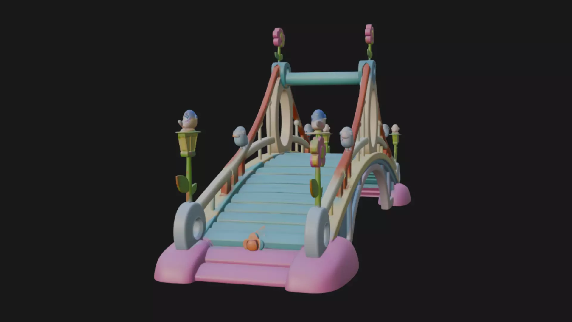 Pixal style cartoony bridge 3d model 3D model_3