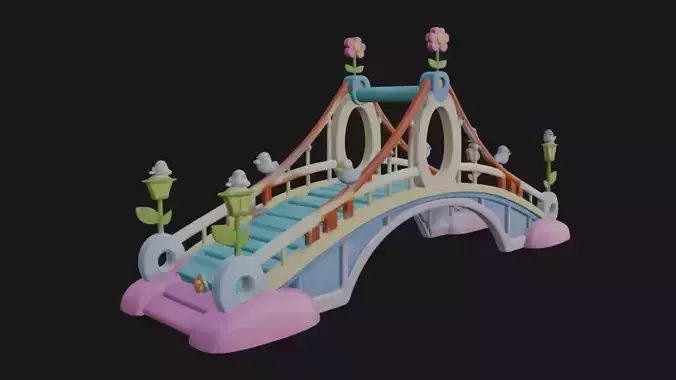 Pixal style cartoony bridge 3d model 3D model