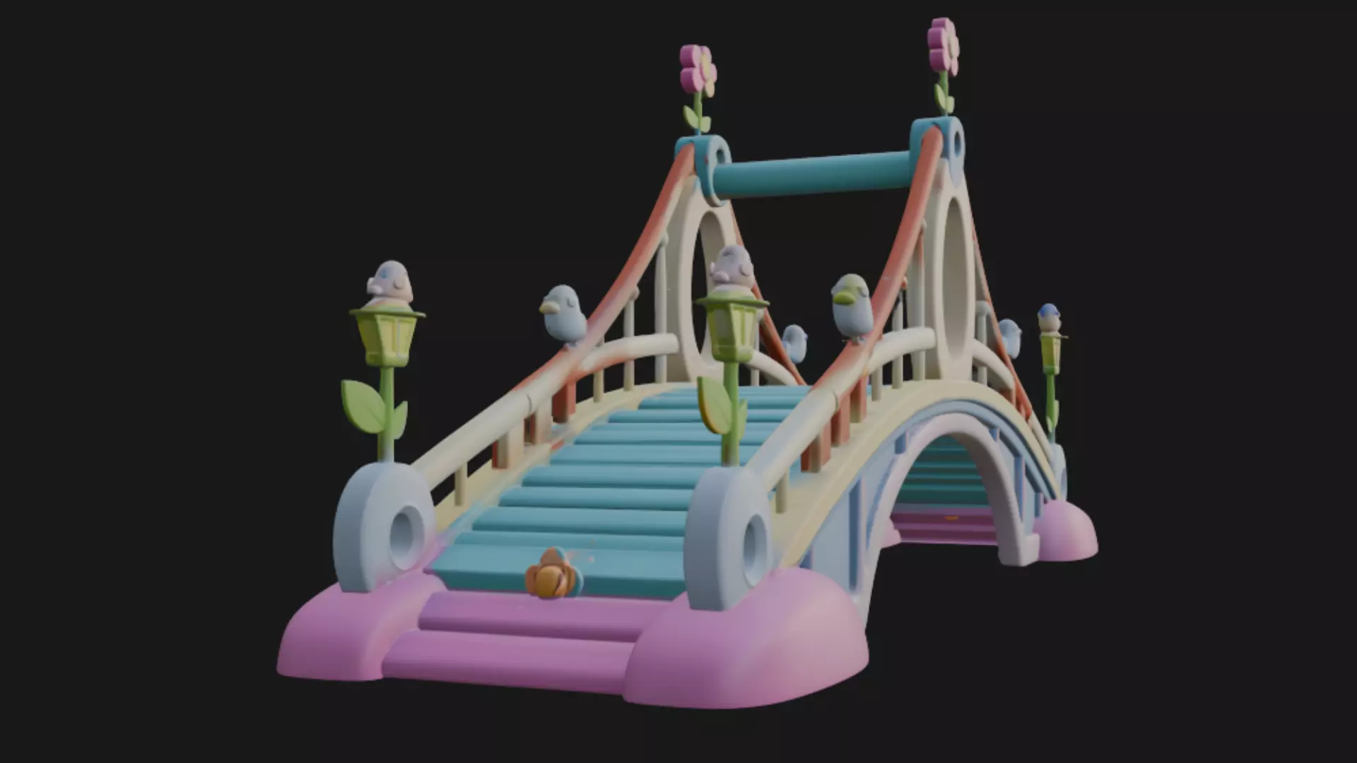 Pixal style cartoony bridge 3d model 3D model_2