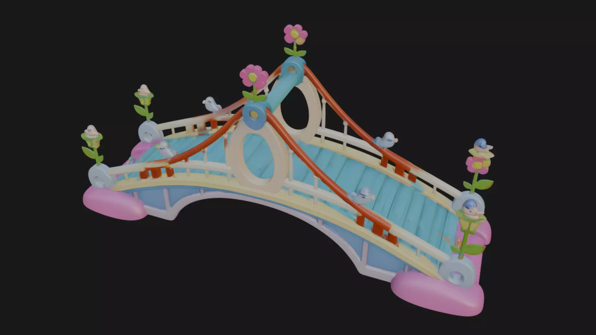 Pixal style cartoony bridge 3d model 3D model_1