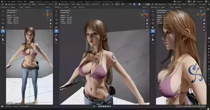 Nami One piece semi realistic  PBR 8k free version 