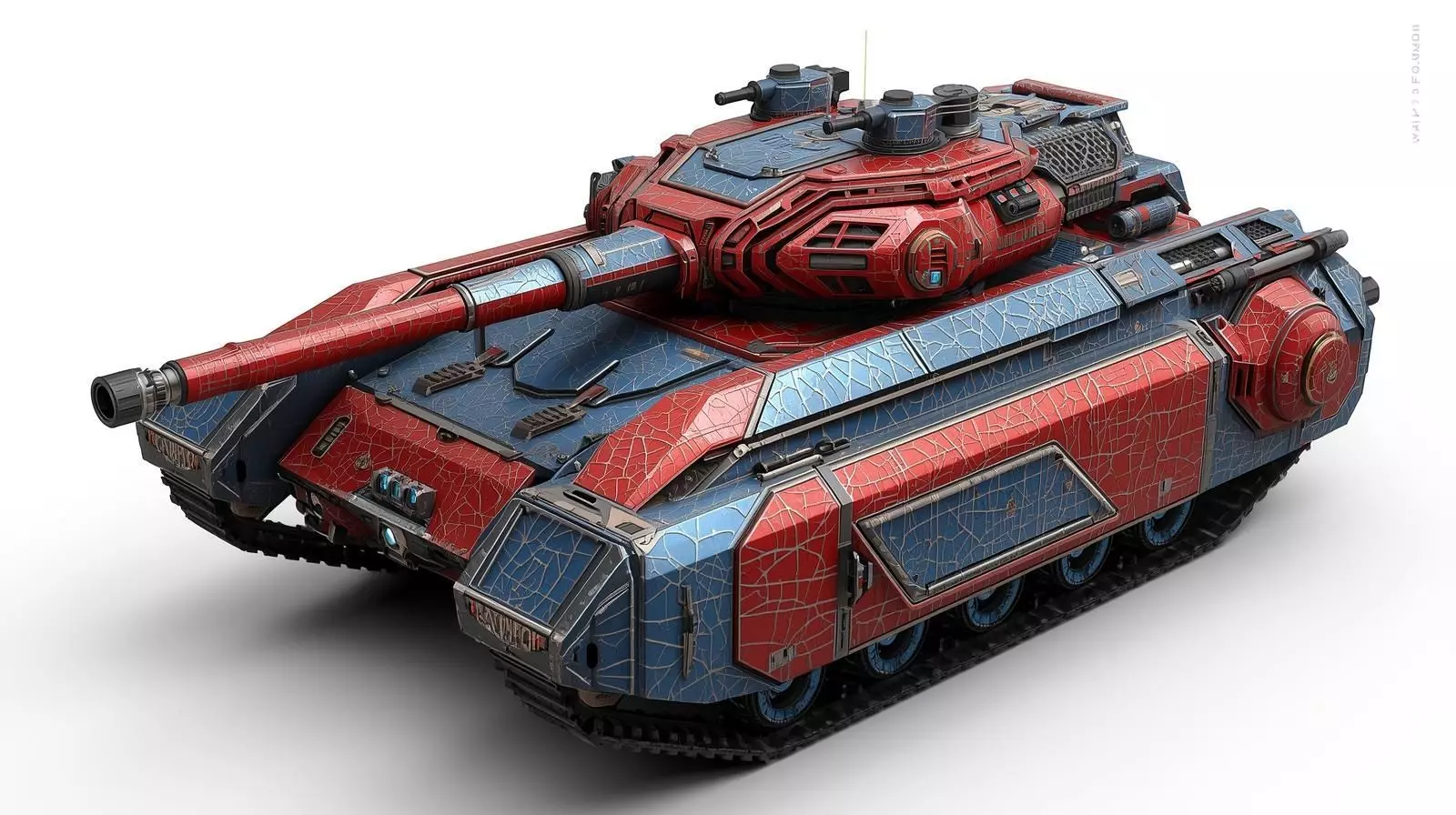Cracked Faction Tank 3D Model Red and Blue War Machine Low-poly 3D model_0