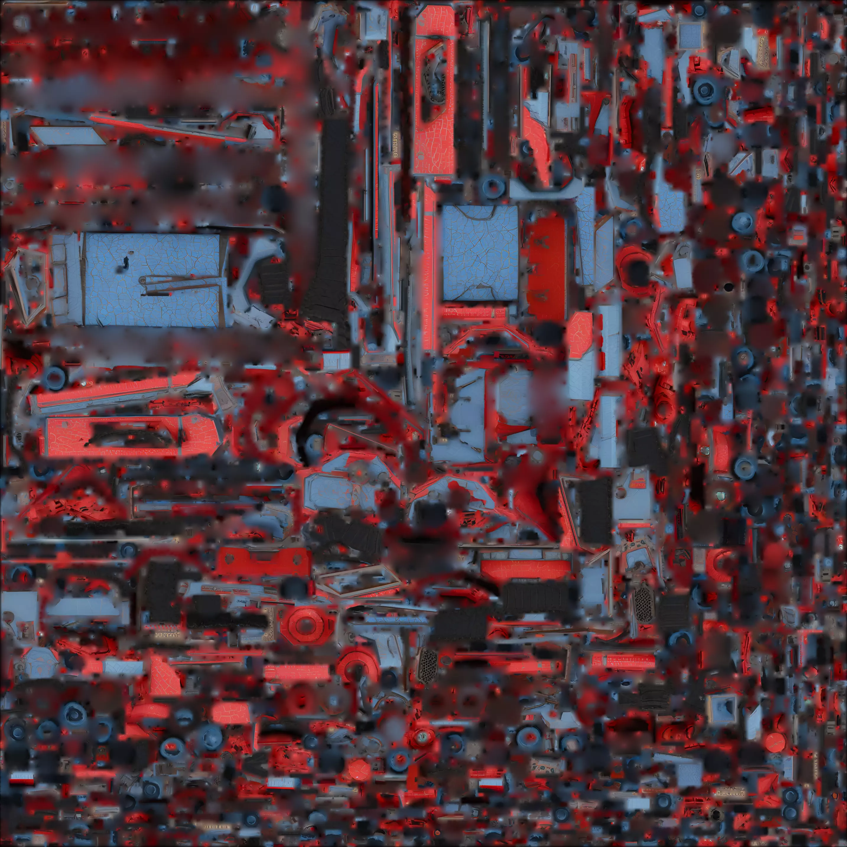 Cracked Faction Tank 3D Model Red and Blue War Machine Low-poly 3D model_1