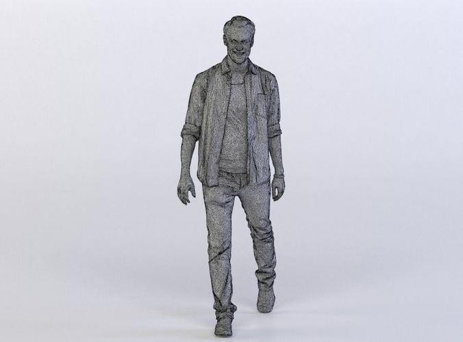 Joscha 0120 Man in a Denim shirt walking towards camera