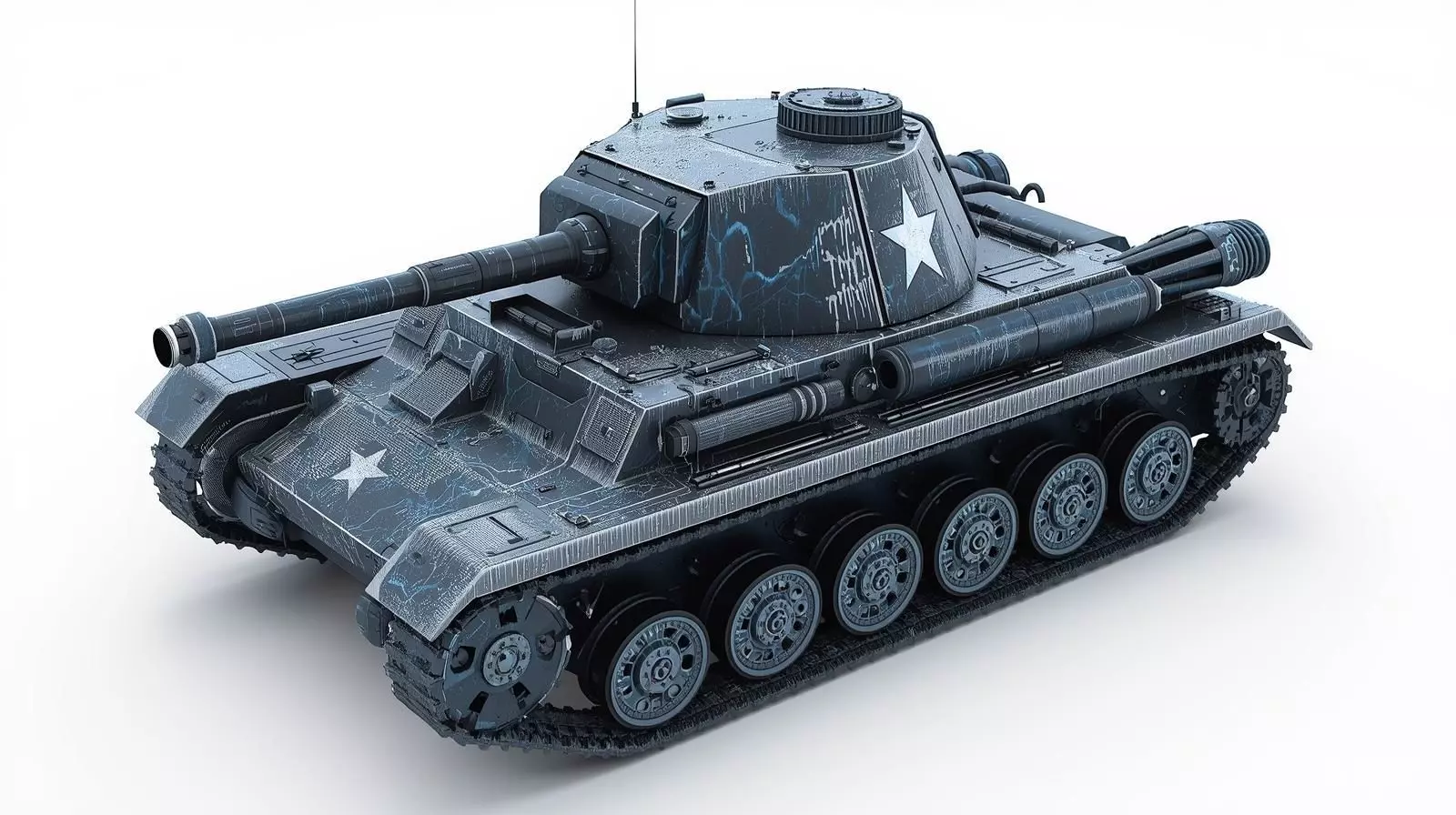 Cracked Star Tank 3D Model SciFi Military Vehicle Low-poly 3D model_0