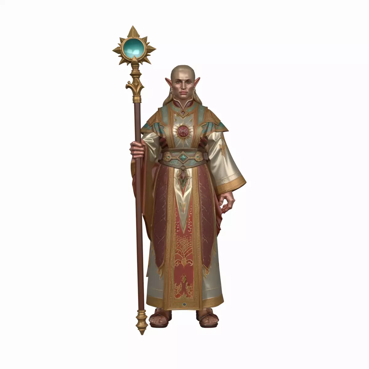 Highly Detailed Serene Regal Blood Elf Priest 3D Model World 3D model_5