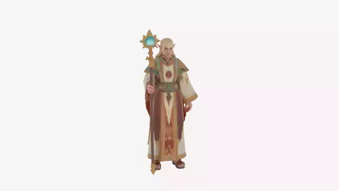 Highly Detailed Serene Regal Blood Elf Priest 3D Model World