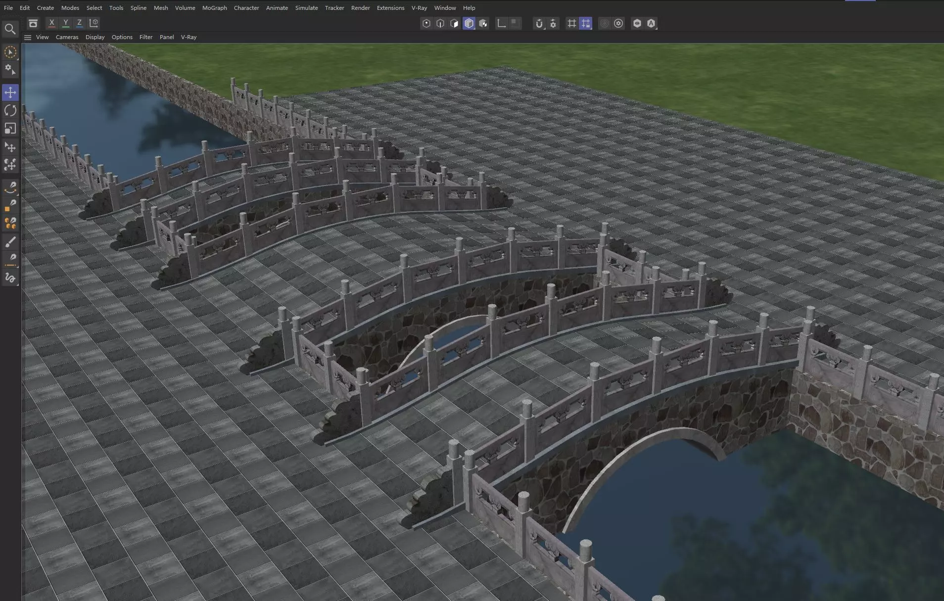 Chinese Stone Arch Bridge Pack 3D model_8