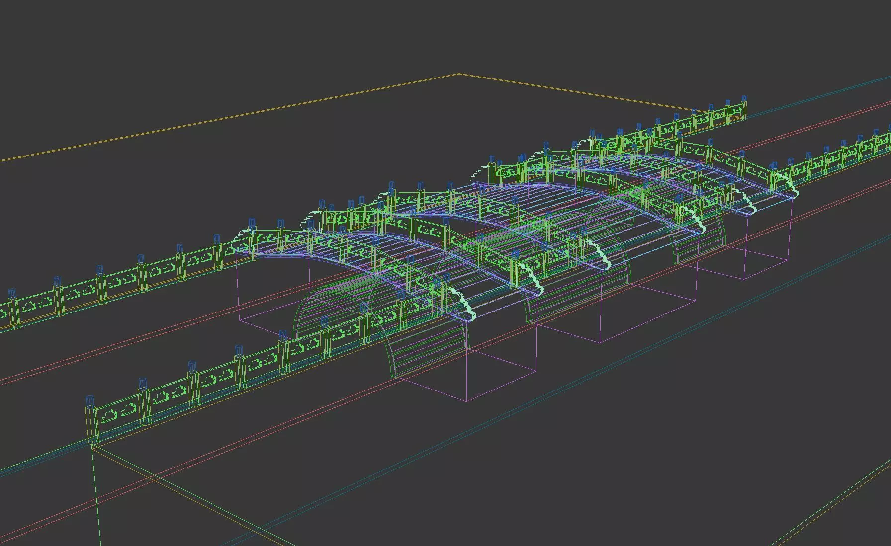 Chinese Stone Arch Bridge Pack 3D model_10