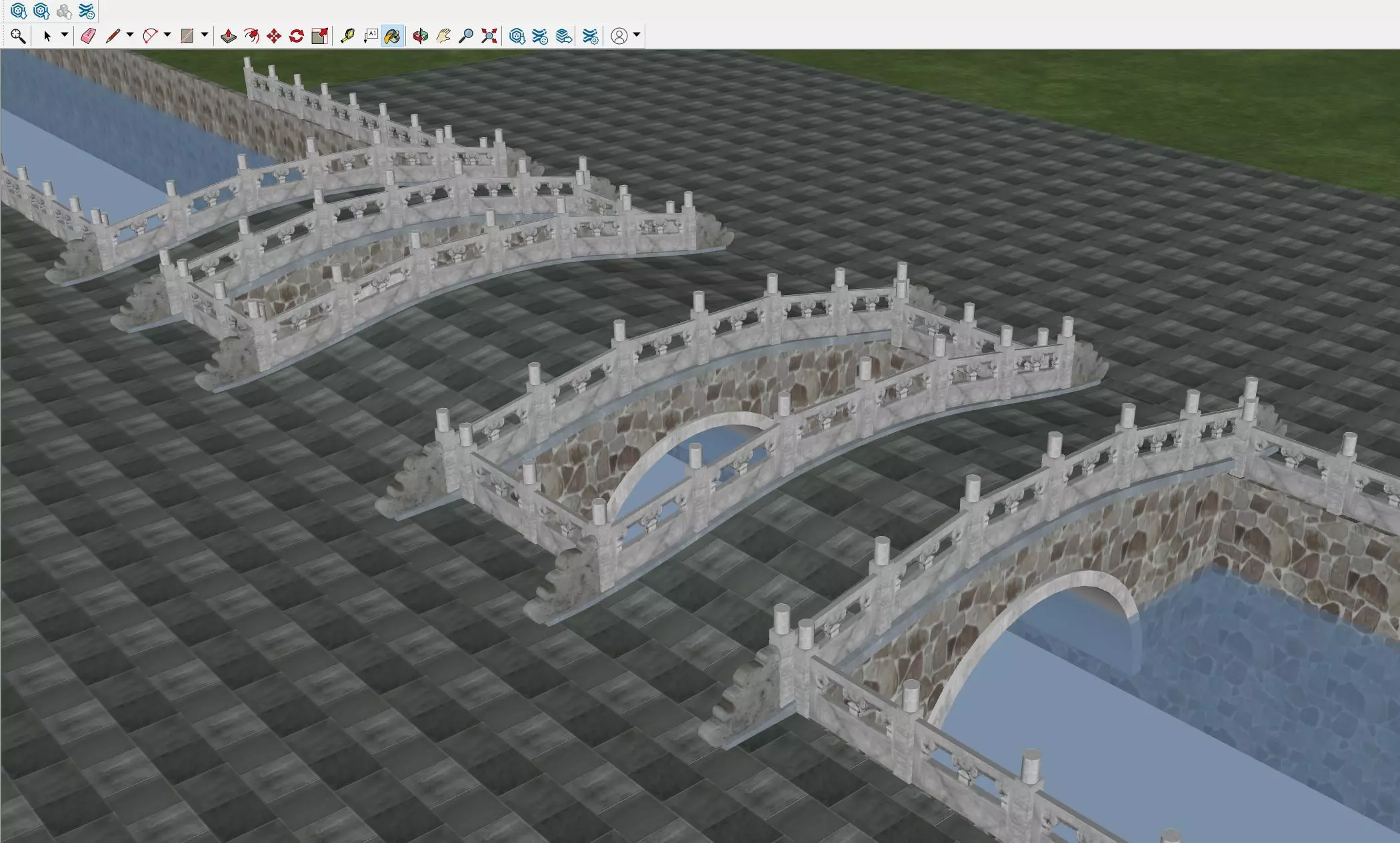 Chinese Stone Arch Bridge Pack 3D model_9