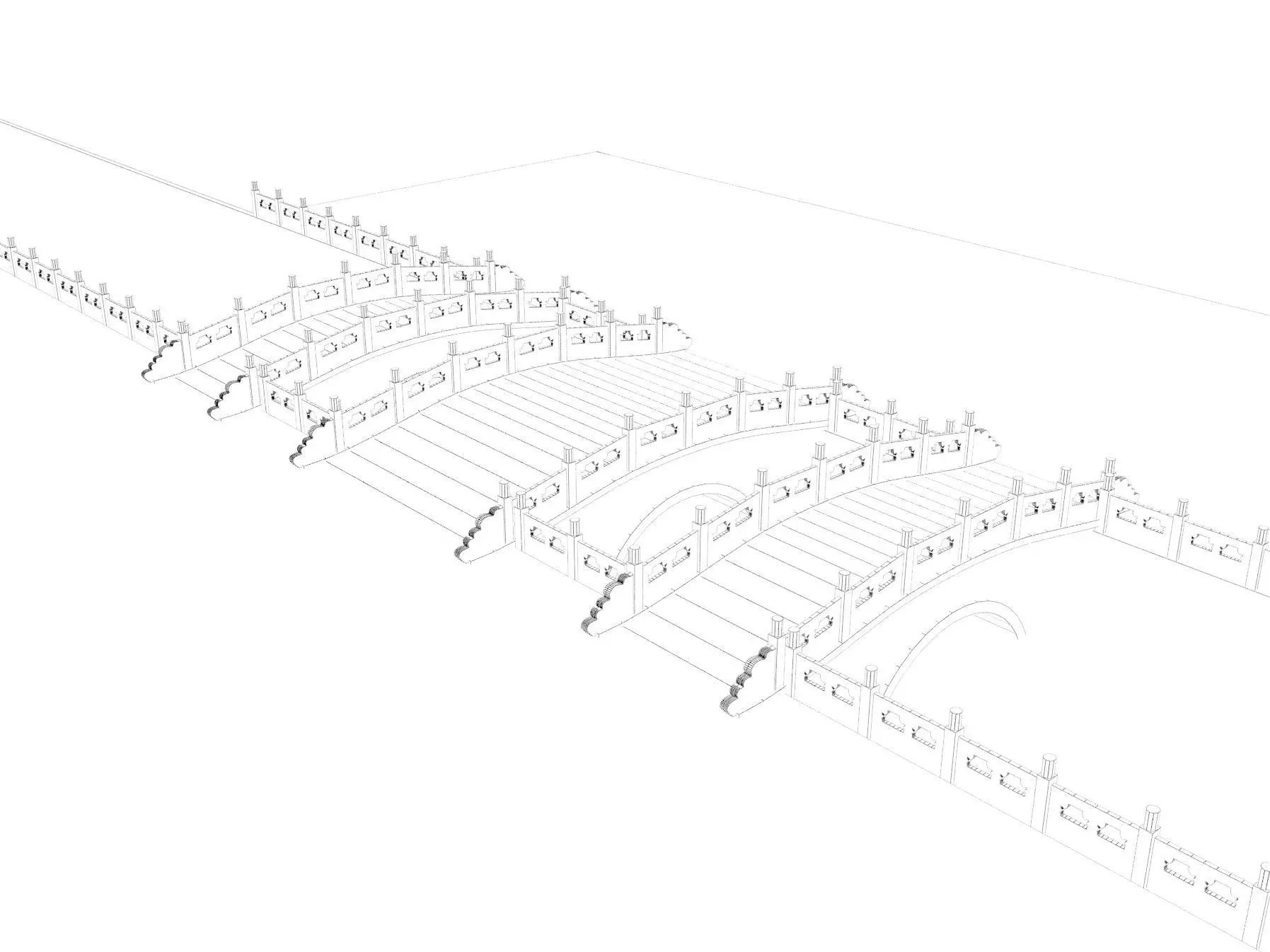 Chinese Stone Arch Bridge Pack 3D model_14