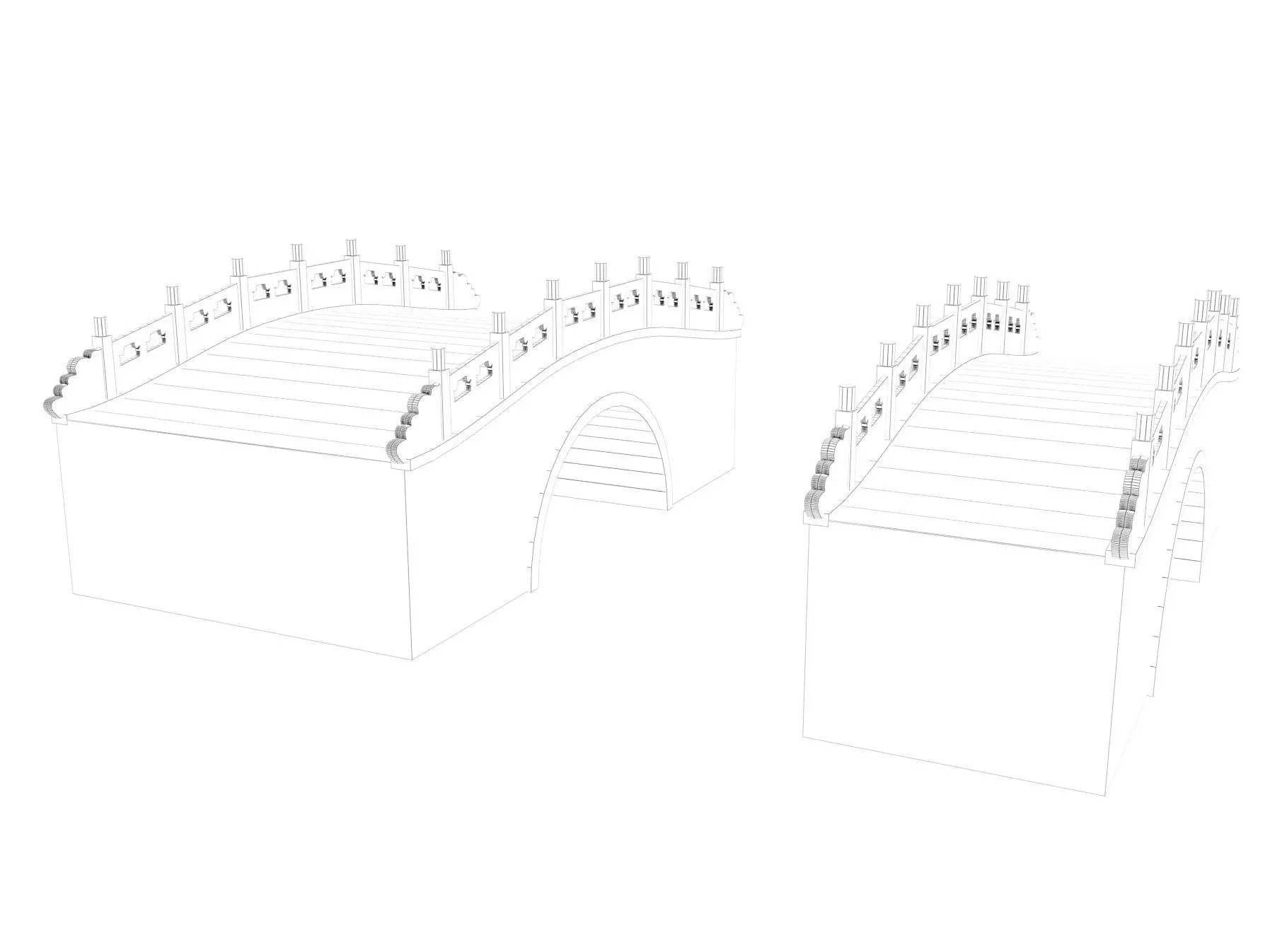 Chinese Stone Arch Bridge Pack 3D model_11