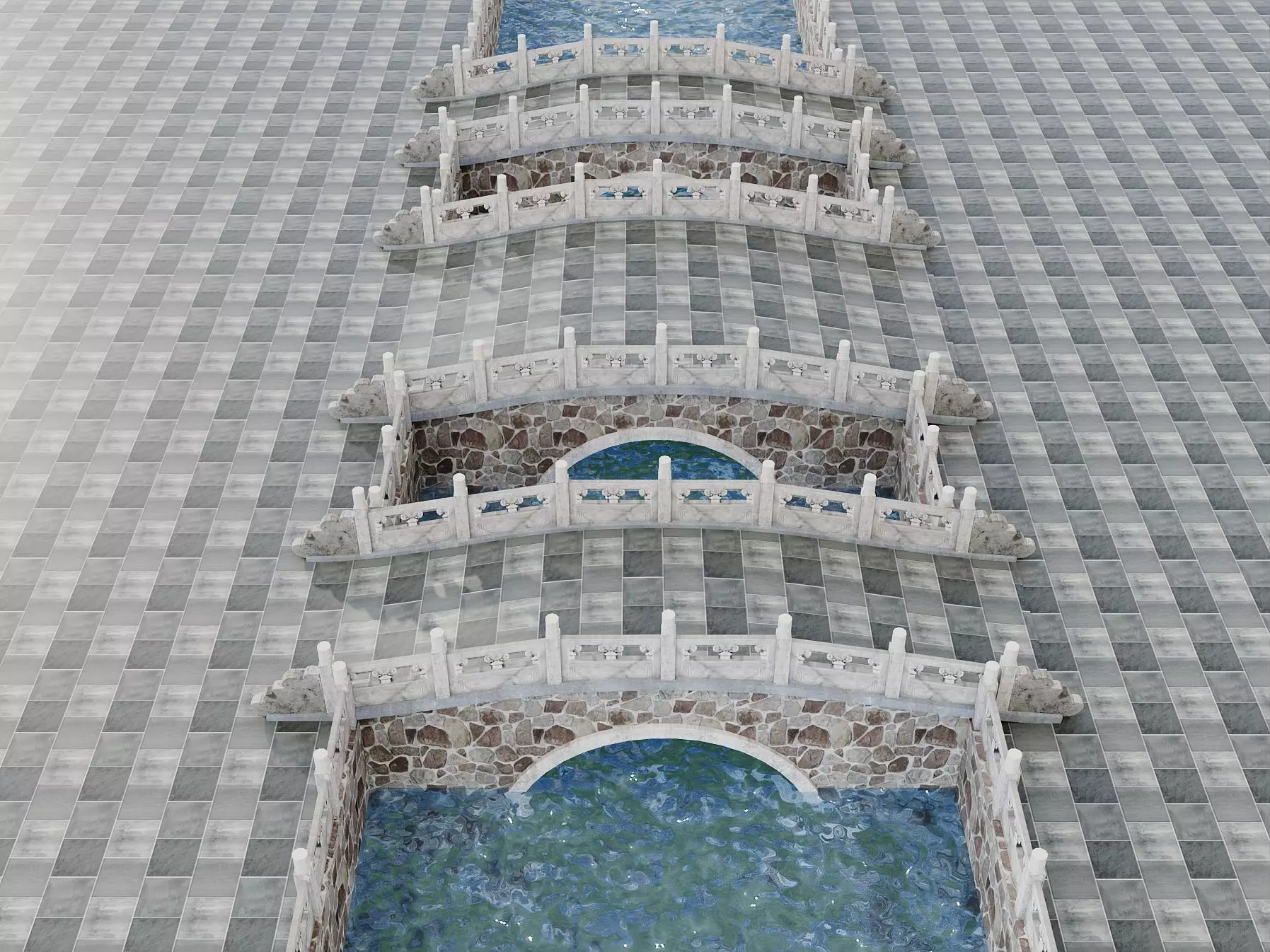 Chinese Stone Arch Bridge Pack 3D model_5