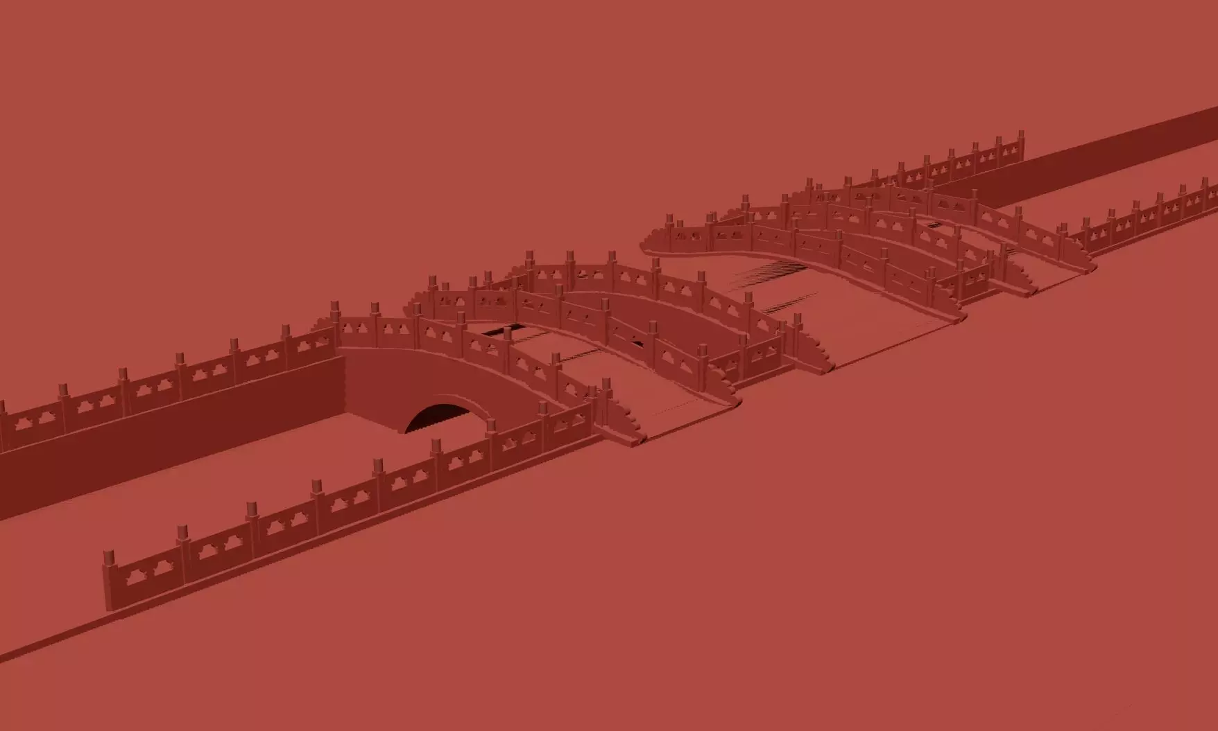 Chinese Stone Arch Bridge Pack 3D model_6