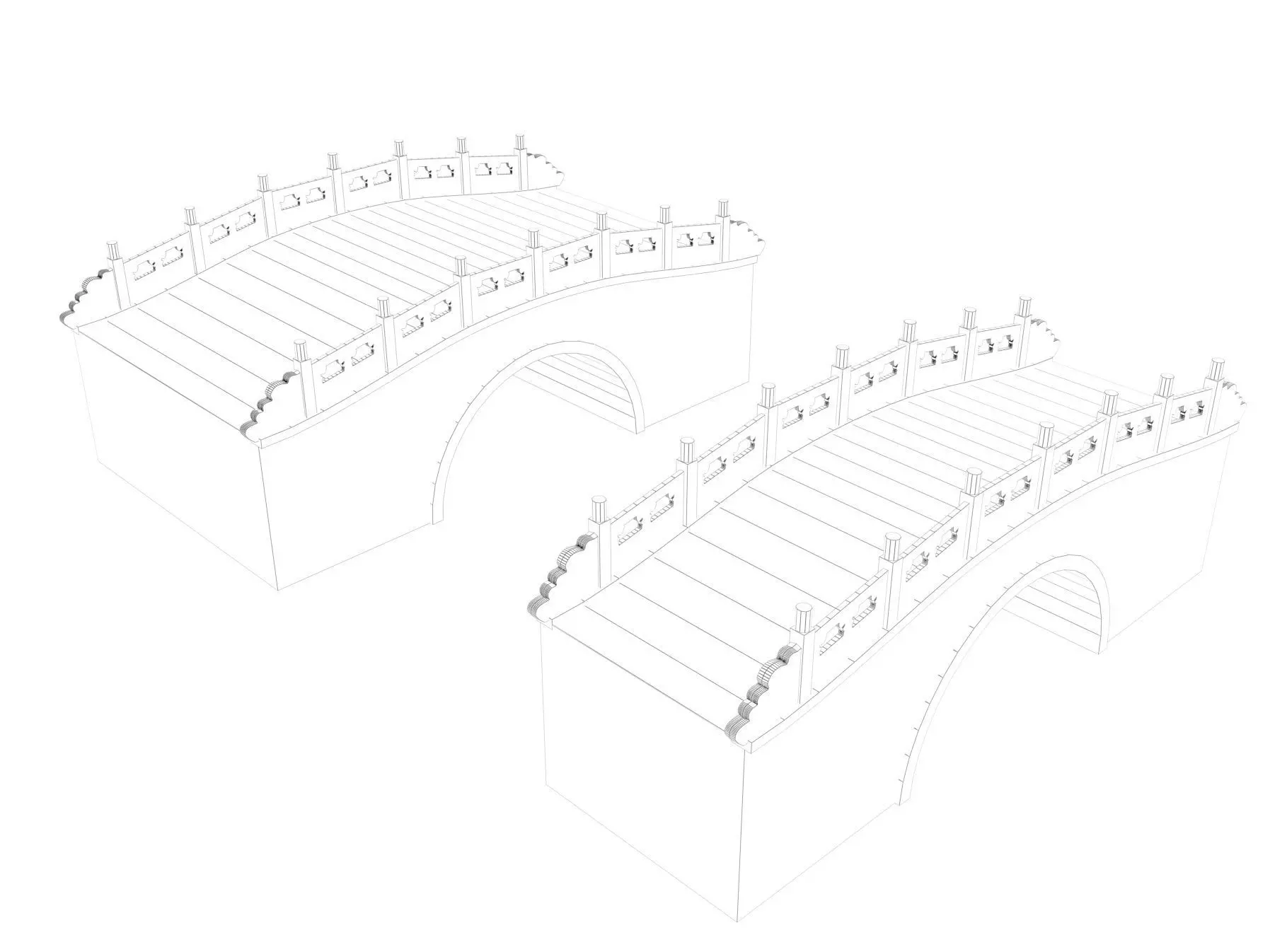 Chinese Stone Arch Bridge Pack 3D model_13