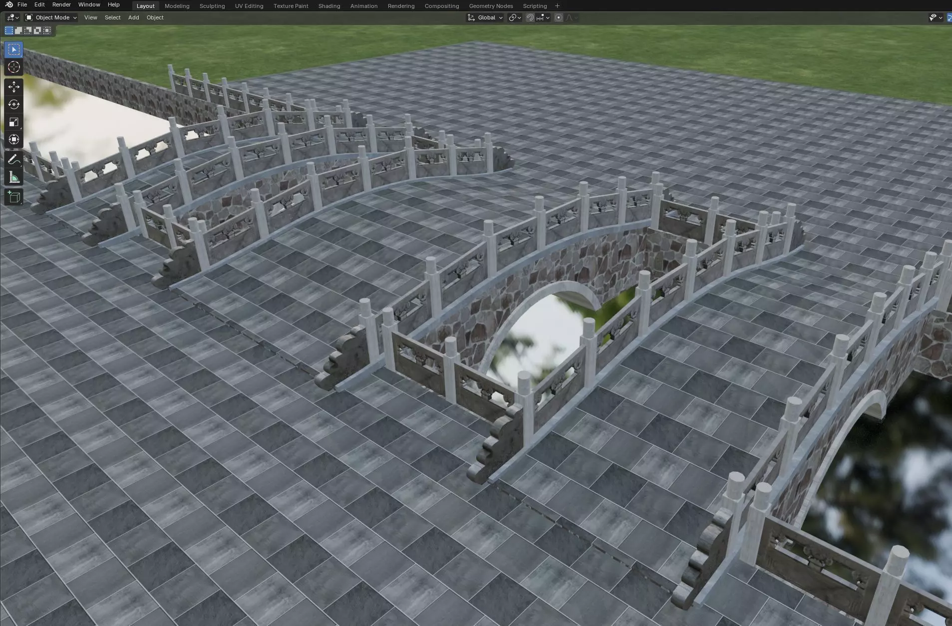 Chinese Stone Arch Bridge Pack 3D model_7