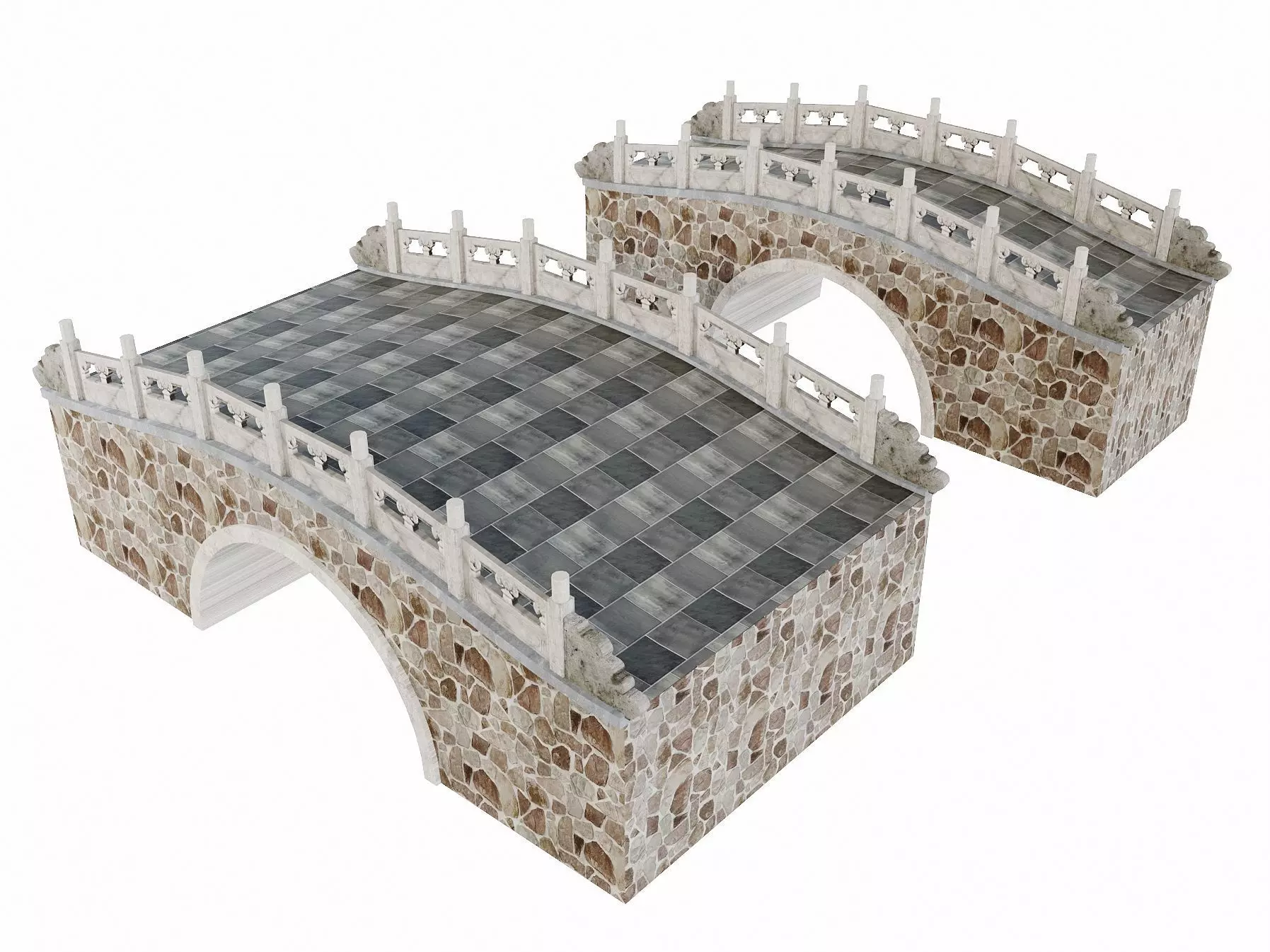 Chinese Stone Arch Bridge Pack 3D model_3