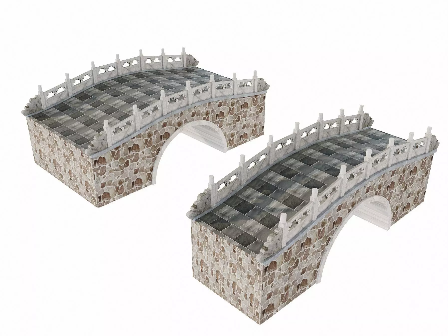 Chinese Stone Arch Bridge Pack 3D model_2