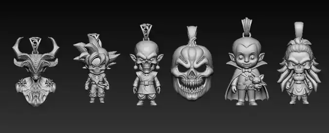 Dark Fantasy Anime Warrior Pendant Collection