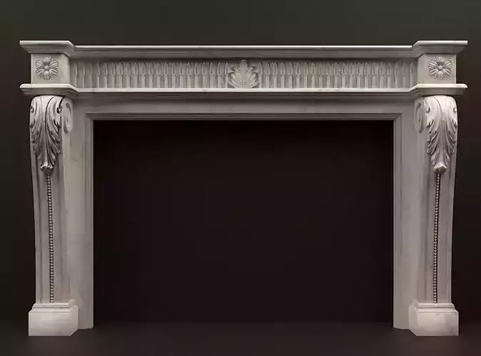 Classic Marble Fireplace - High Quality 3D Model