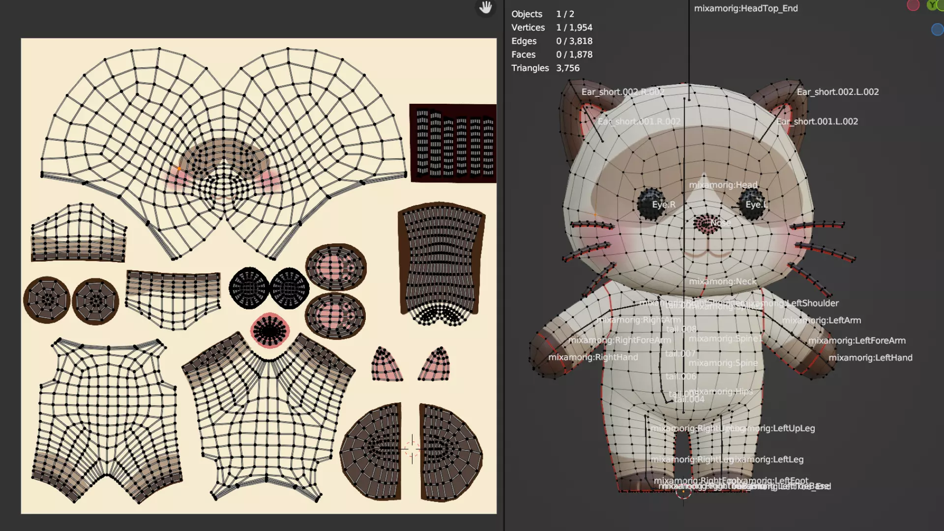 Cat Character Rigged Animated Siamese Chibi Kawaii Low-poly 3D model_11