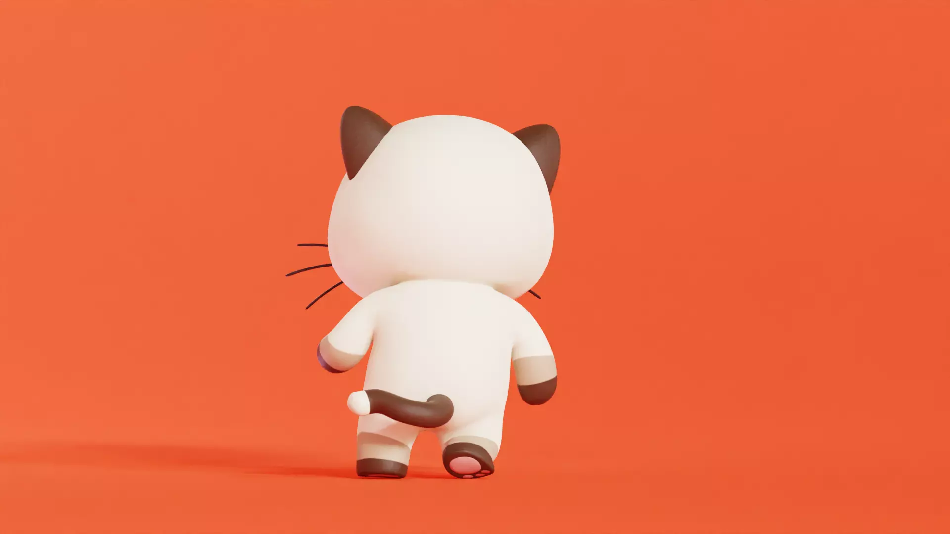 Cat Character Rigged Animated Siamese Chibi Kawaii Low-poly 3D model_6