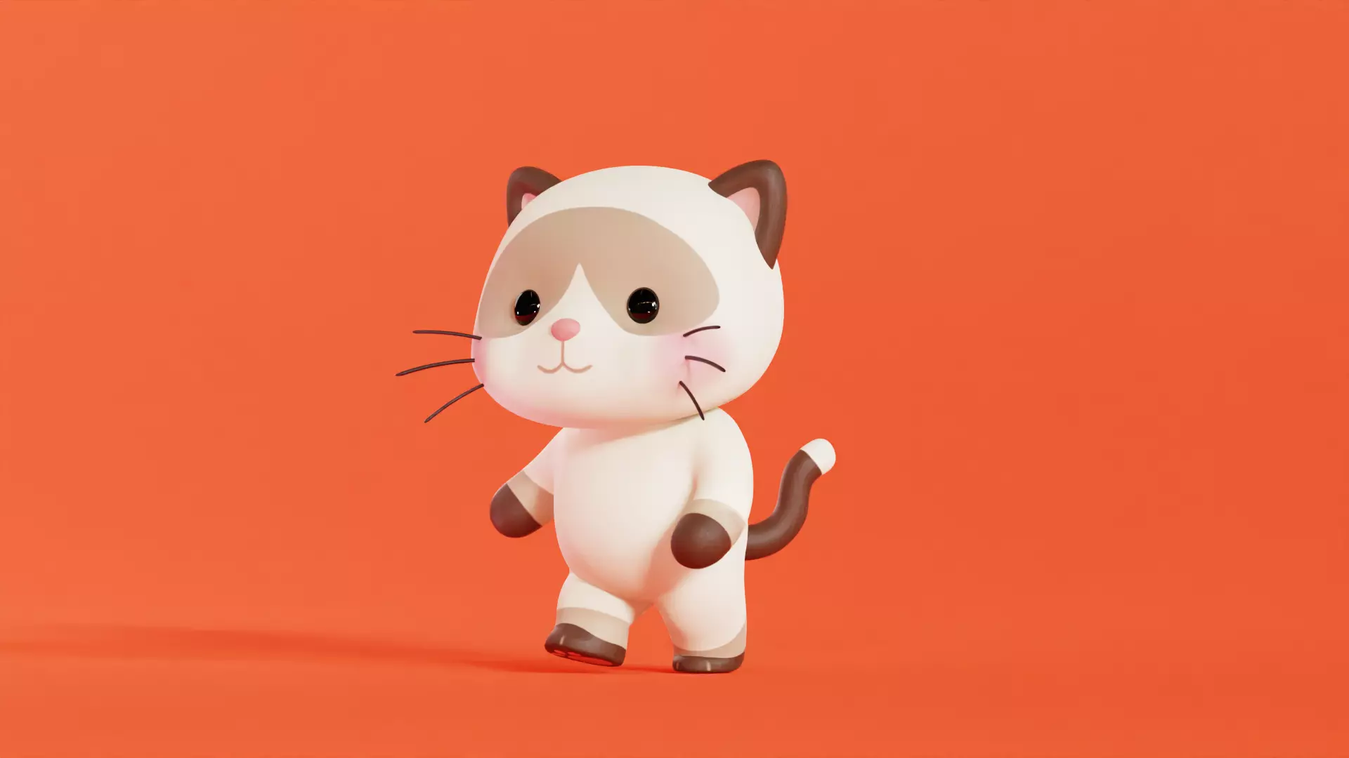 Cat Character Rigged Animated Siamese Chibi Kawaii Low-poly 3D model_4