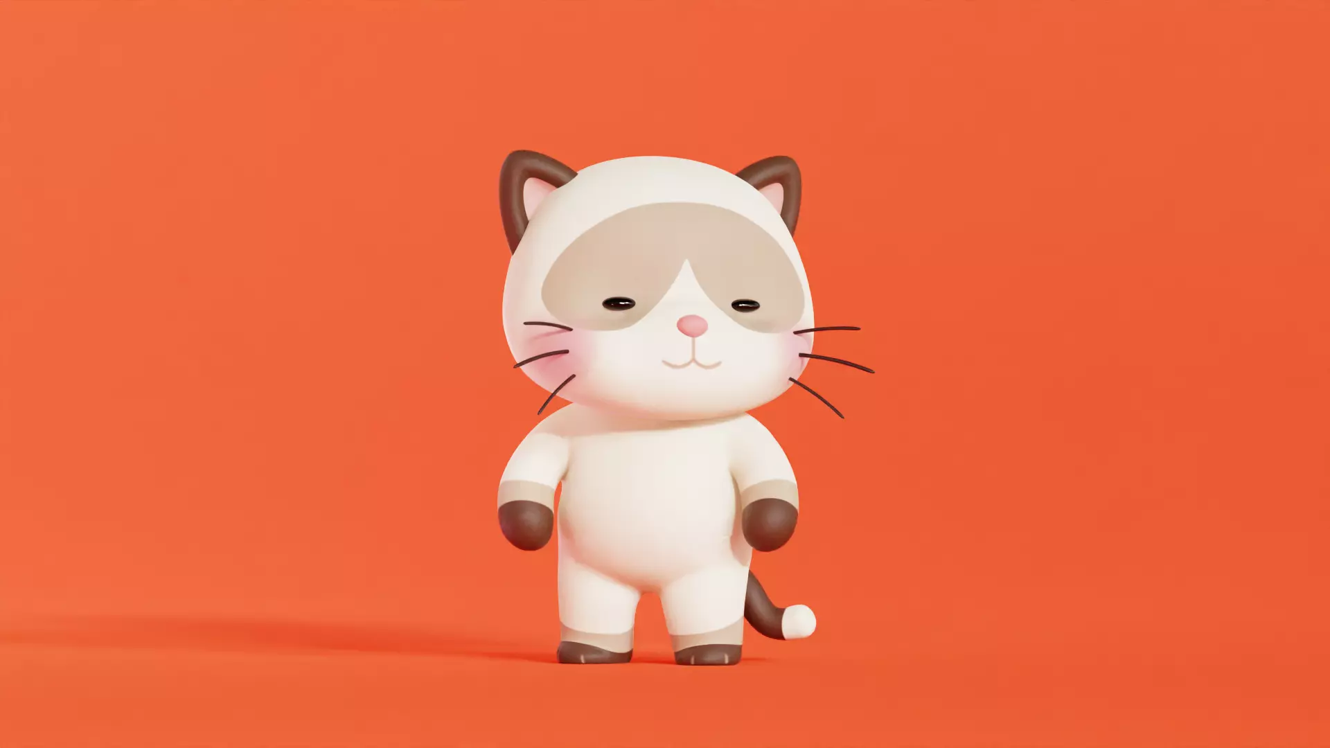 Cat Character Rigged Animated Siamese Chibi Kawaii Low-poly 3D model_3