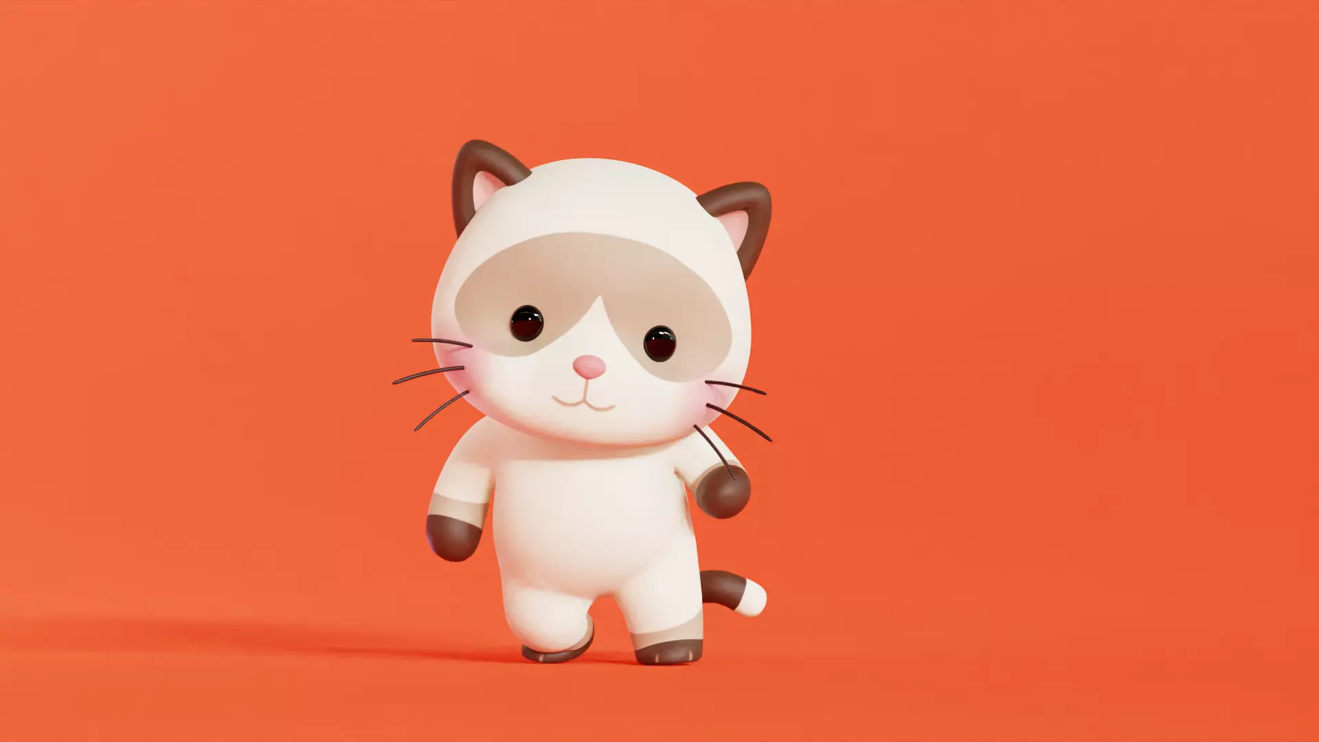 Cat Character Rigged Animated Siamese Chibi Kawaii Low-poly 3D model_5