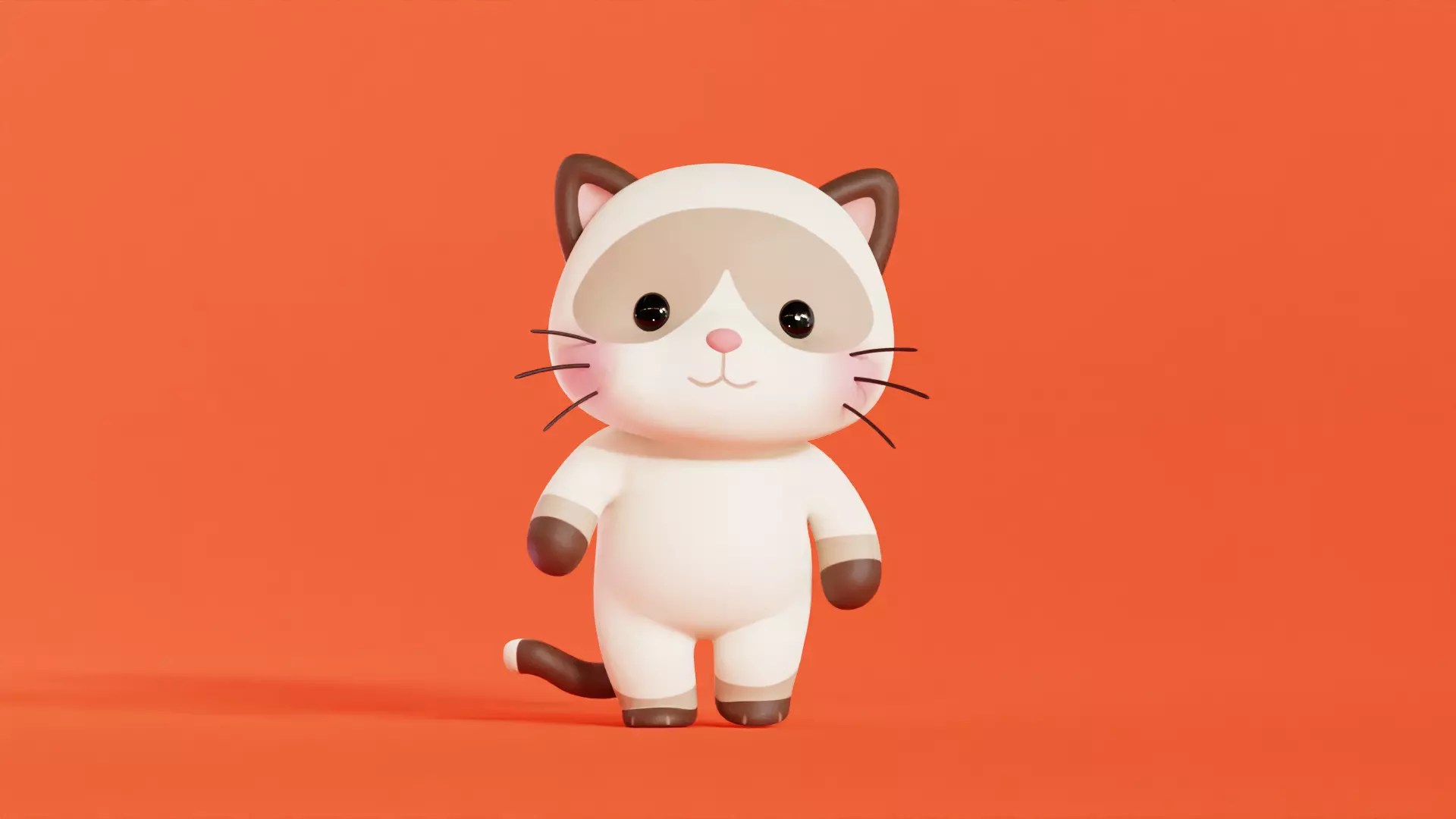 Cat Character Rigged Animated Siamese Chibi Kawaii Low-poly 3D model_2